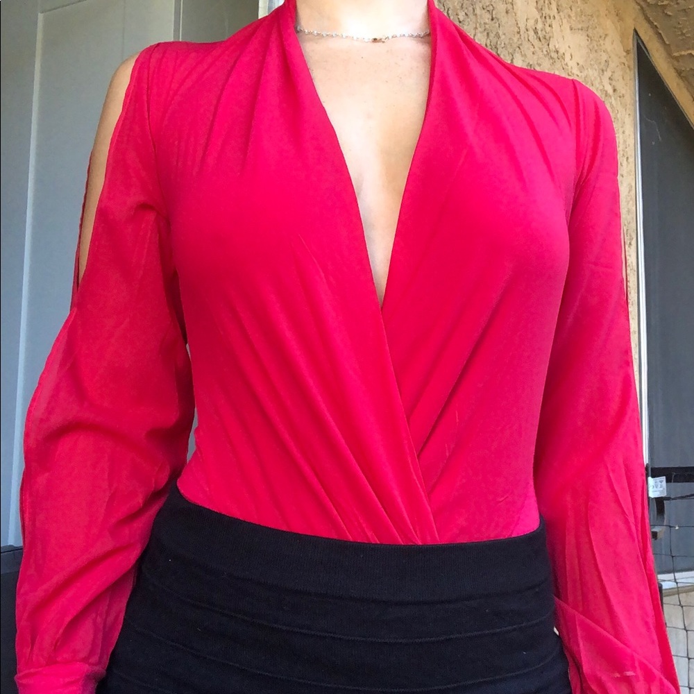 Long sleeve red blouse